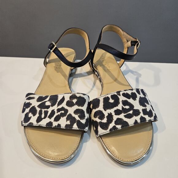 Talbots Ankle Adjustable Strap Animal Print Size 8.5M Open Toe Flat Sandals - Picture 4 of 9